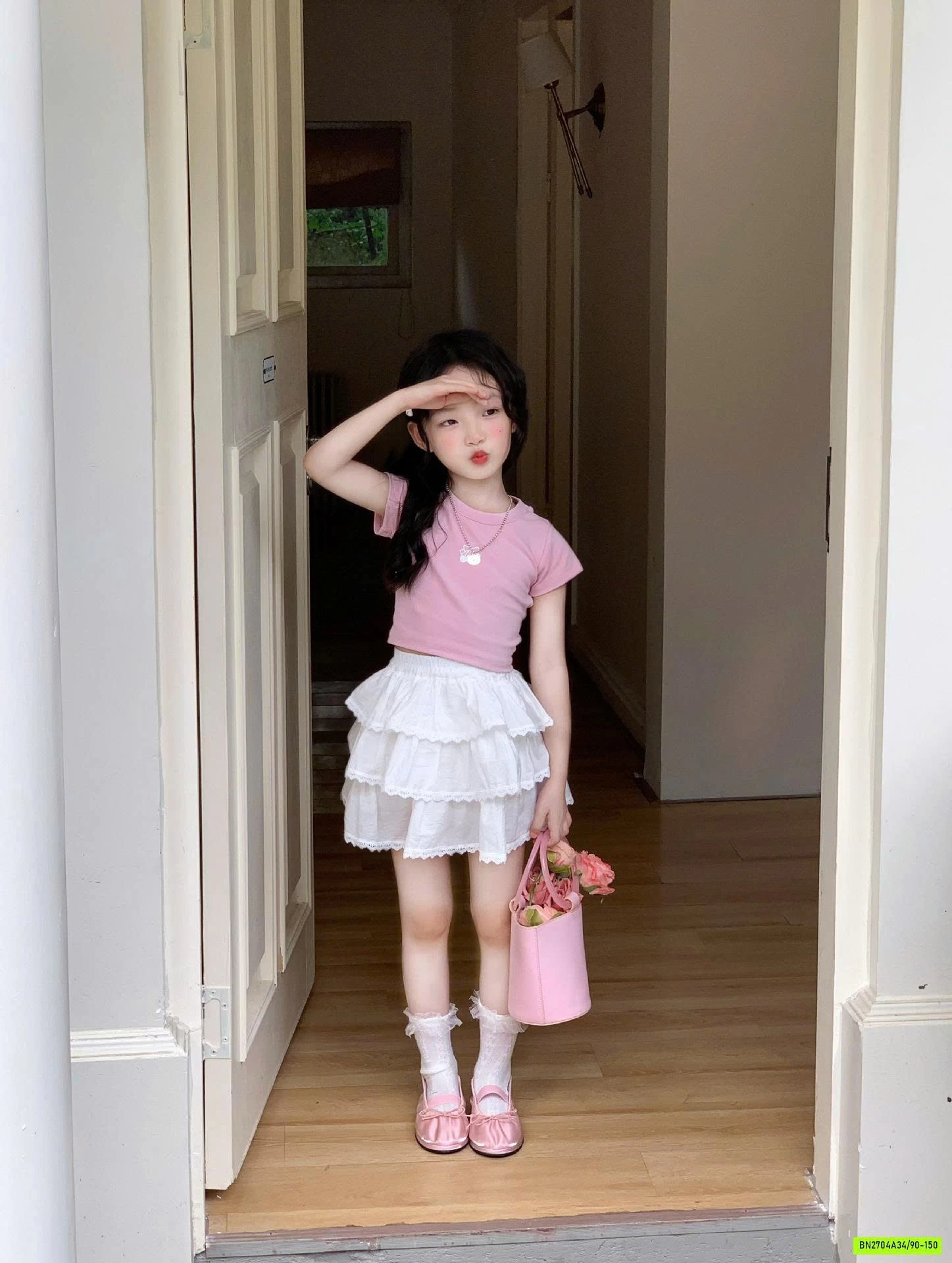 CROPTOP HỒNG MIX CV XẾP TẦNG