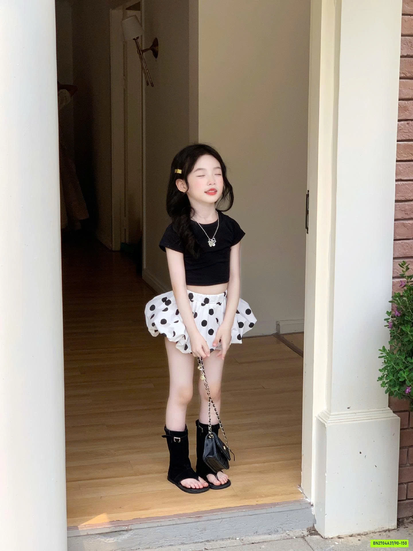 CROPTOP MIX QUẦN BÍ CHẤM BI