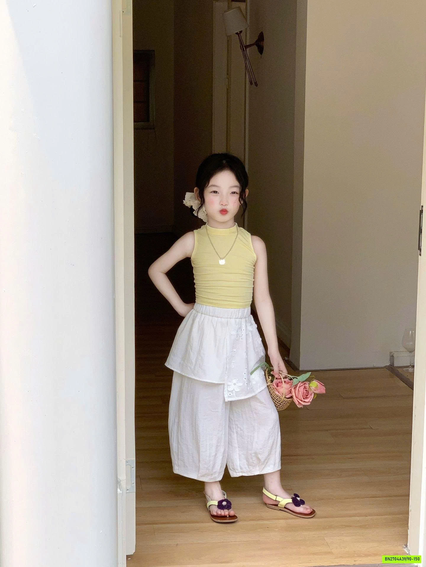 SÉT ÁO VÀNG MIX BAGGY ĐŨI TRẮNG