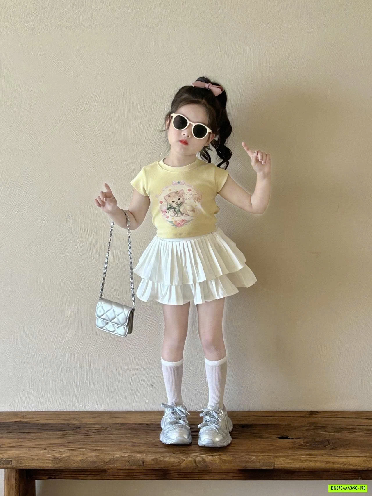 CROPTOP GẤU MIX CV XẾP LY