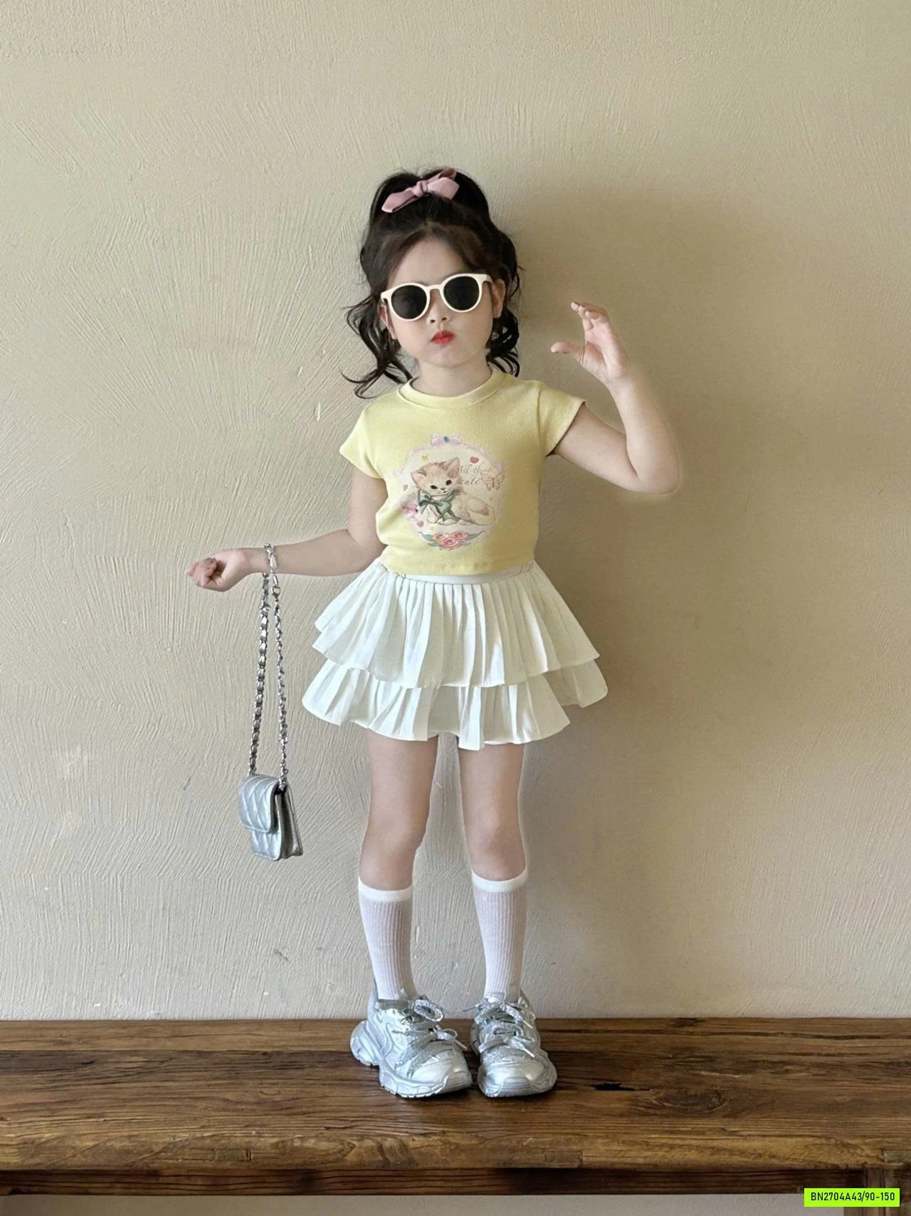 CROPTOP GẤU MIX CV XẾP LY