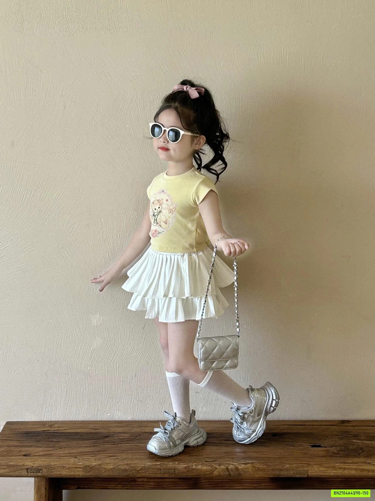 CROPTOP GẤU MIX CV XẾP LY