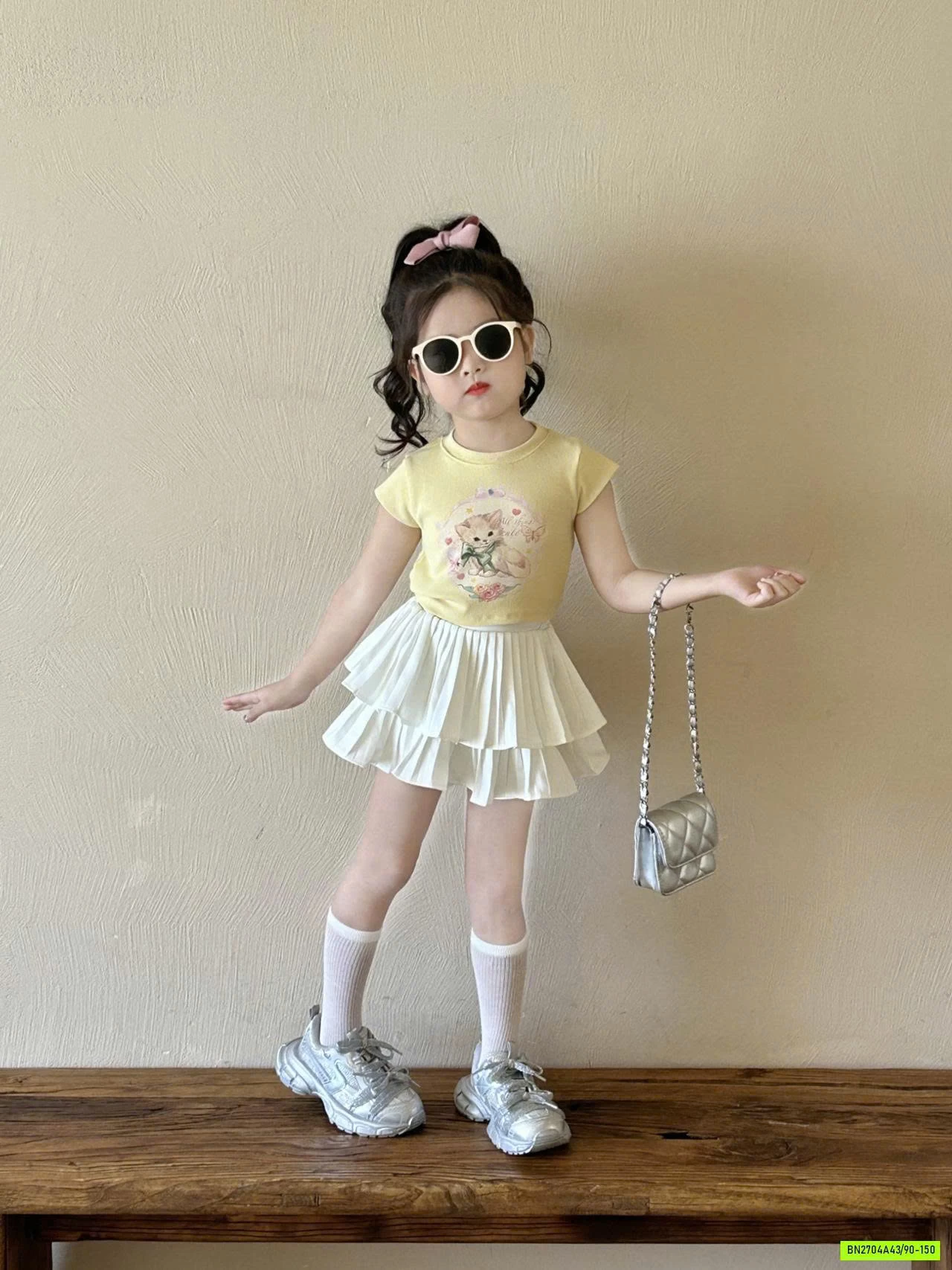 CROPTOP GẤU MIX CV XẾP LY