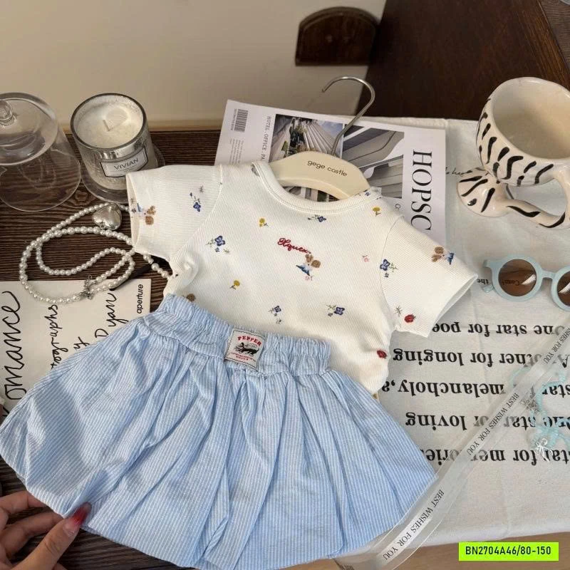 ÁO CÚN RÚT EO MIX QUẦN BÍ XANH