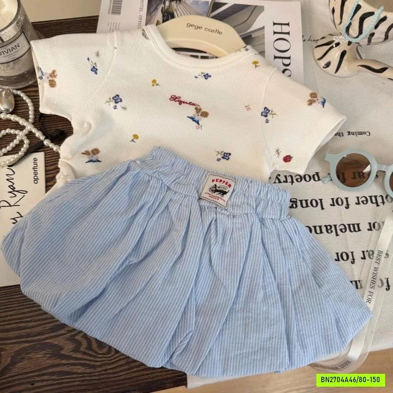 ÁO CÚN RÚT EO MIX QUẦN BÍ XANH