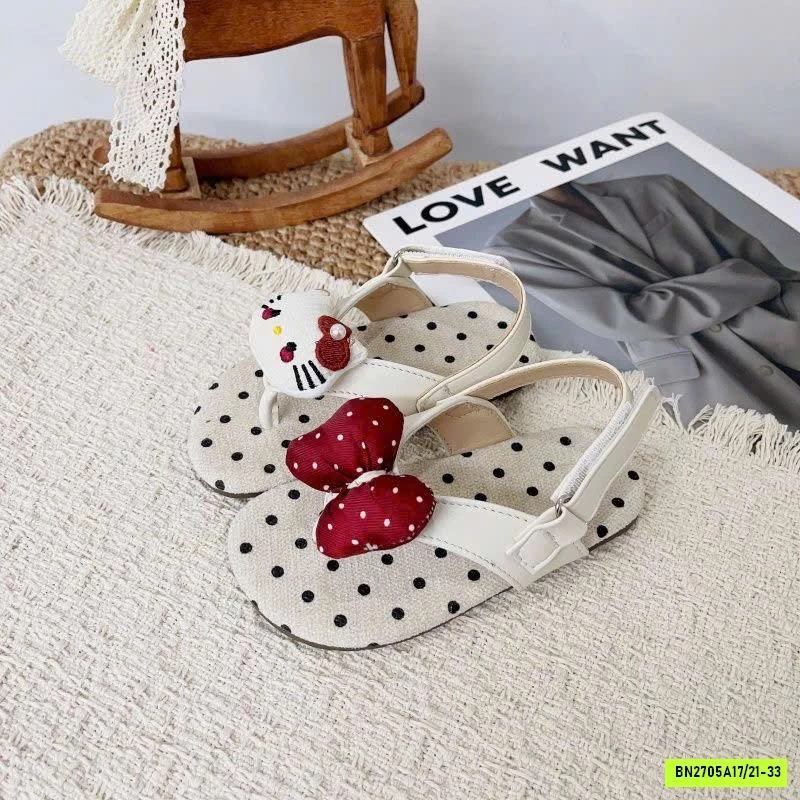 SANDAL XỎ NGÓN CHẤM BI KITTY