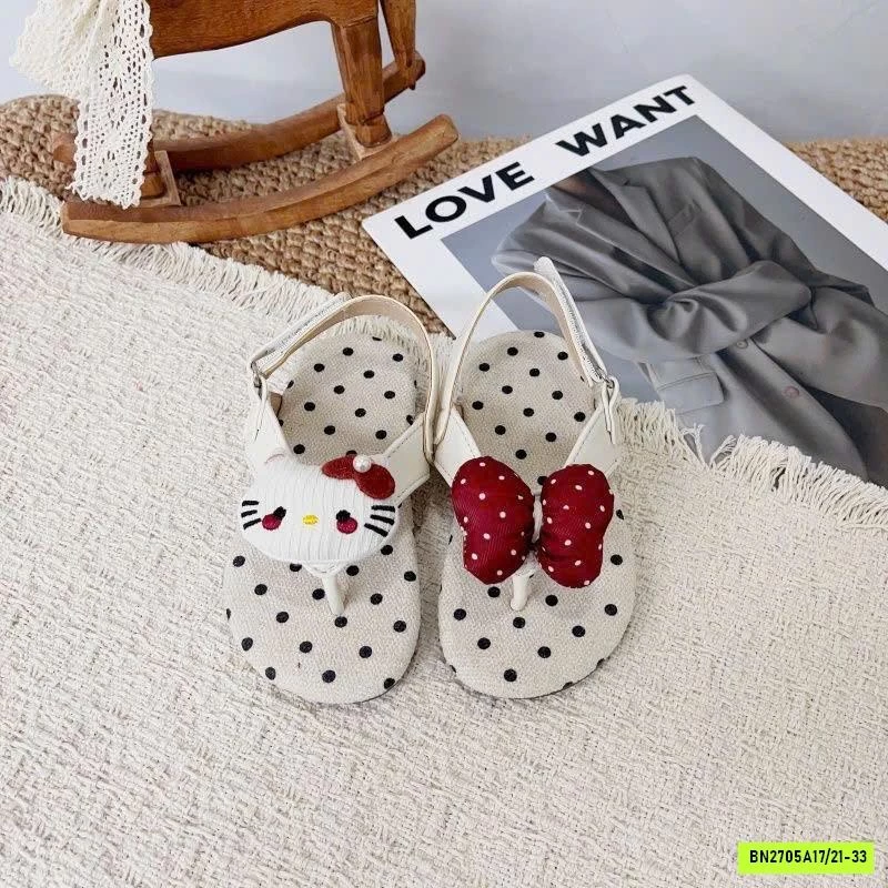 SANDAL XỎ NGÓN CHẤM BI KITTY