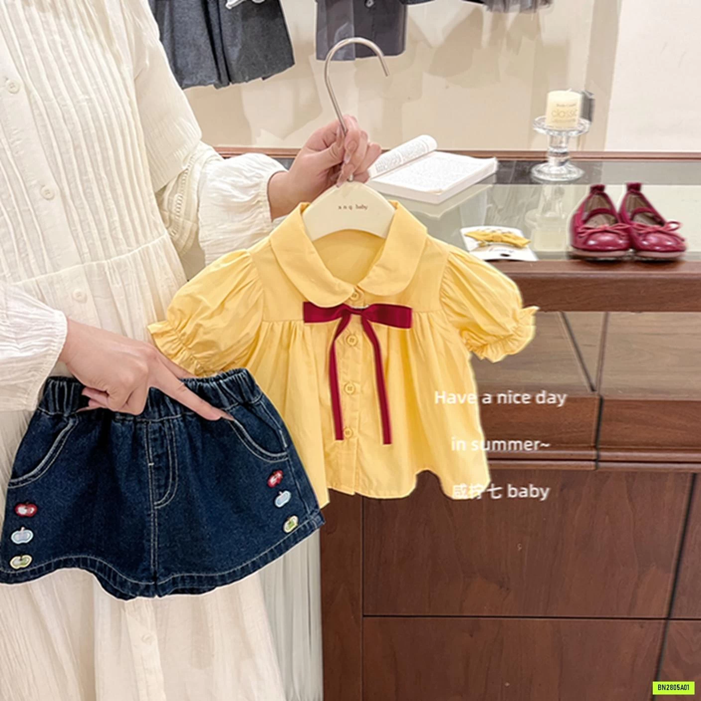SÉT SƠ MI VÀNG MIX SHORT JEANS