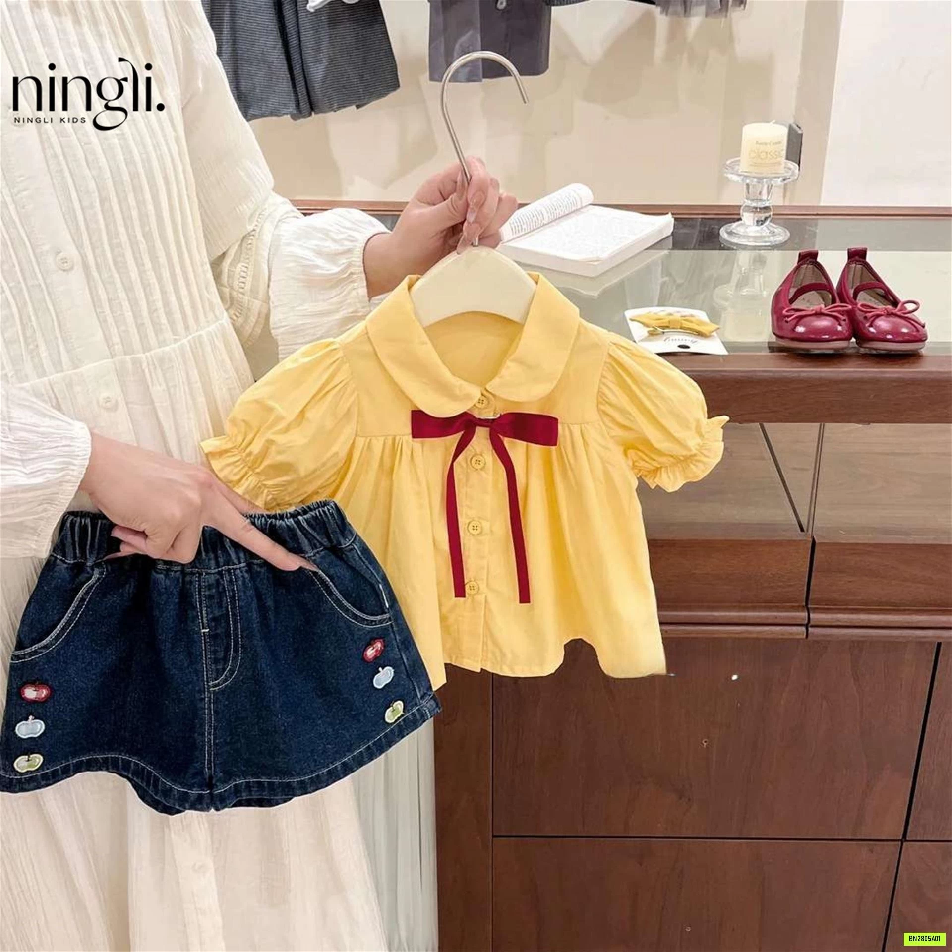 SÉT SƠ MI VÀNG MIX SHORT JEANS
