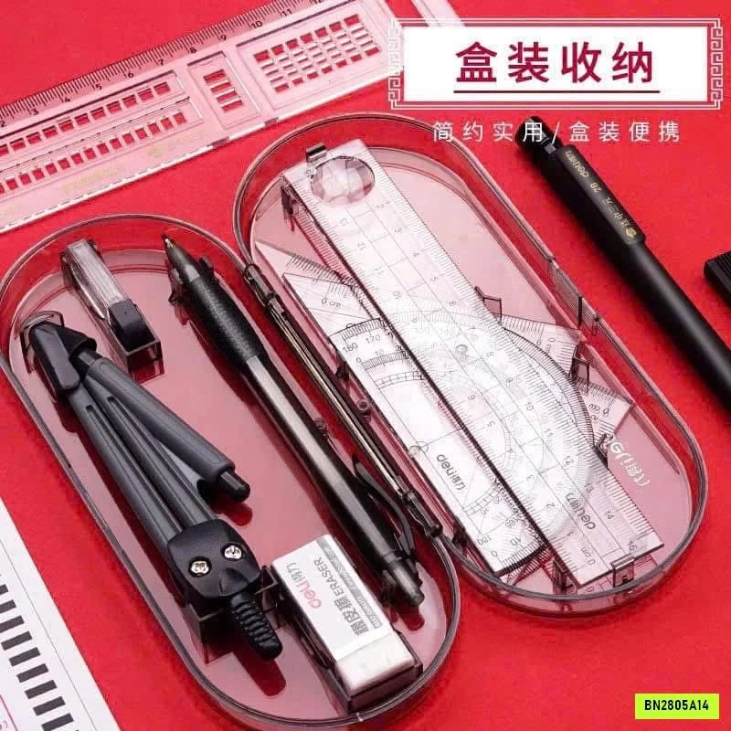 BỘ ĐỒ DÙNG HỌC TẬP COMPA DELI 8 MÓN
