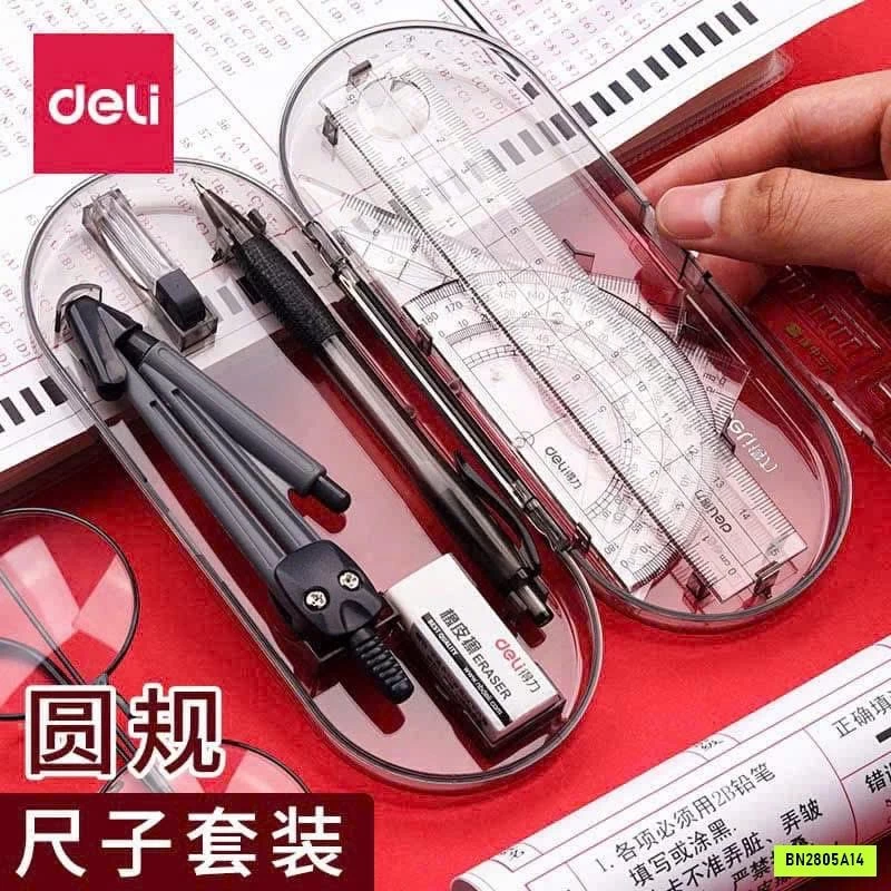 BỘ ĐỒ DÙNG HỌC TẬP COMPA DELI 8 MÓN