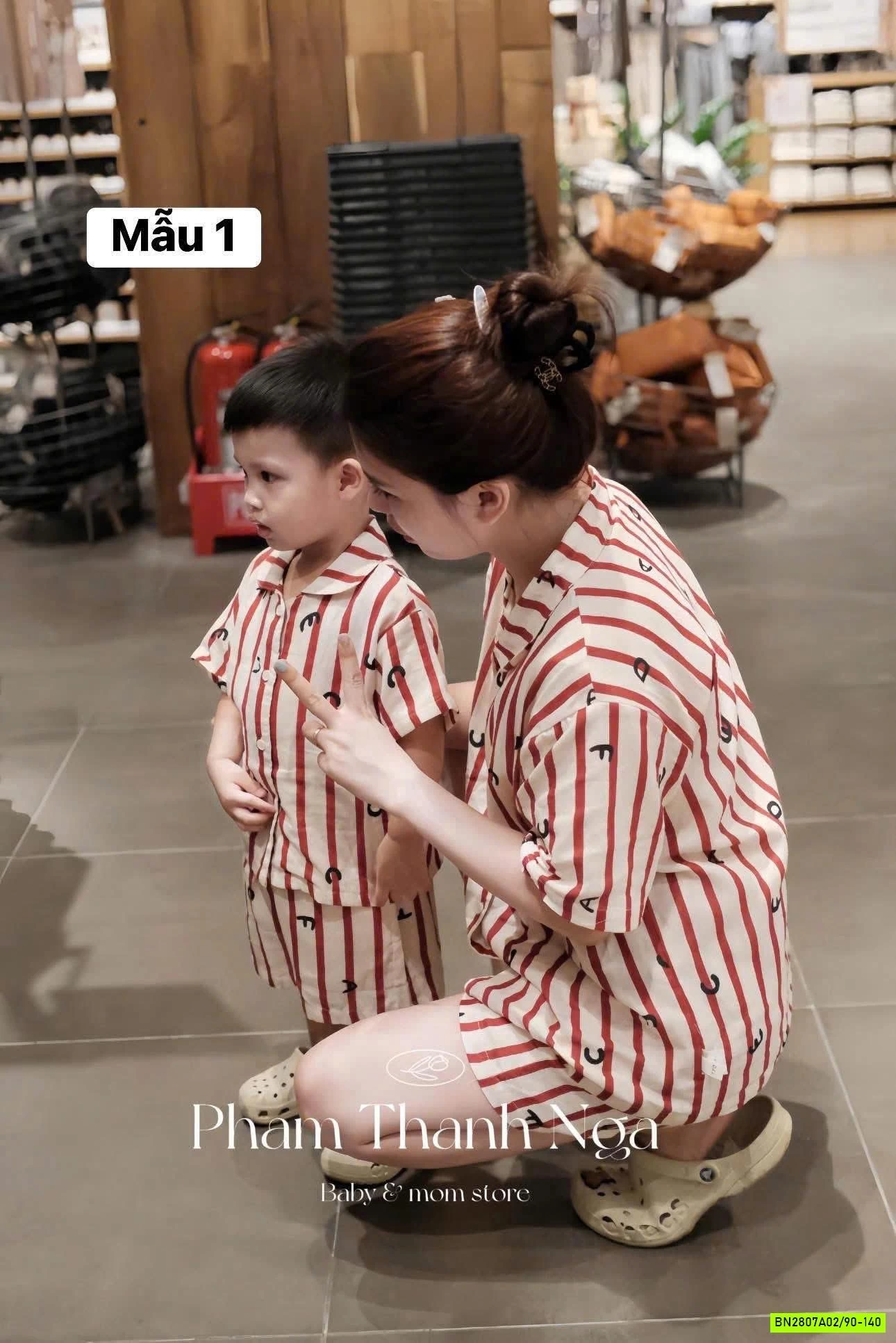 PIZAMA ĐŨI NGẮN TAY MẸ BÉ