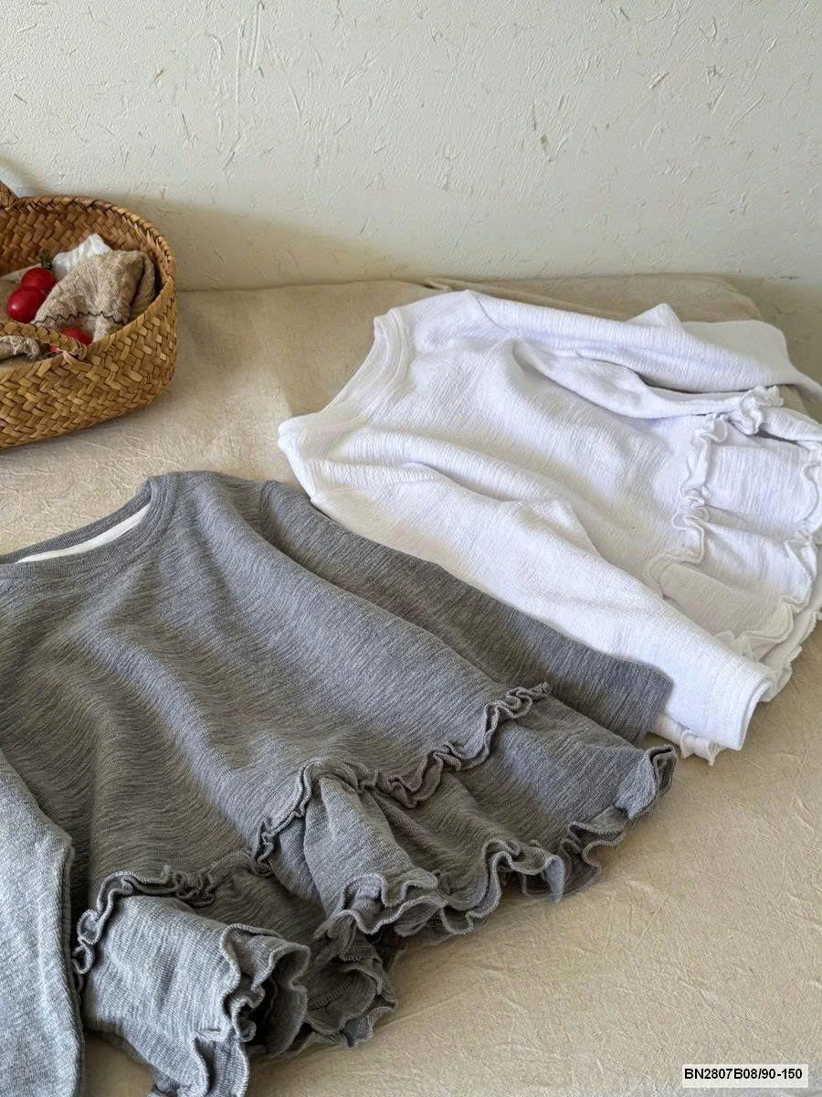 Áo thun dáng rộng bèo nhún phong cách hàn quốc