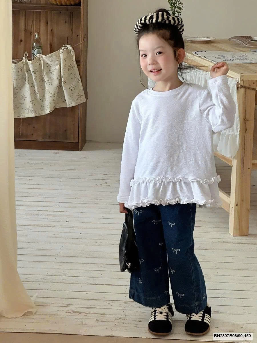 Áo thun dáng rộng bèo nhún phong cách hàn quốc