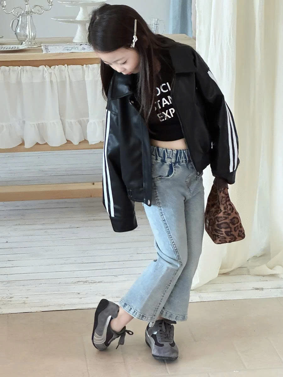 Áo khoác da pu dáng bomber cho bé