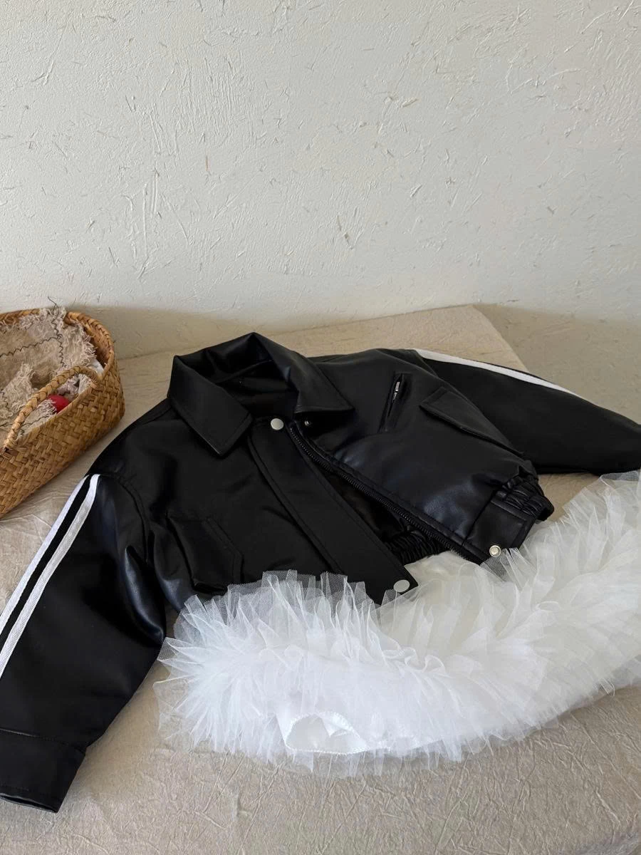 Áo khoác da pu dáng bomber cho bé