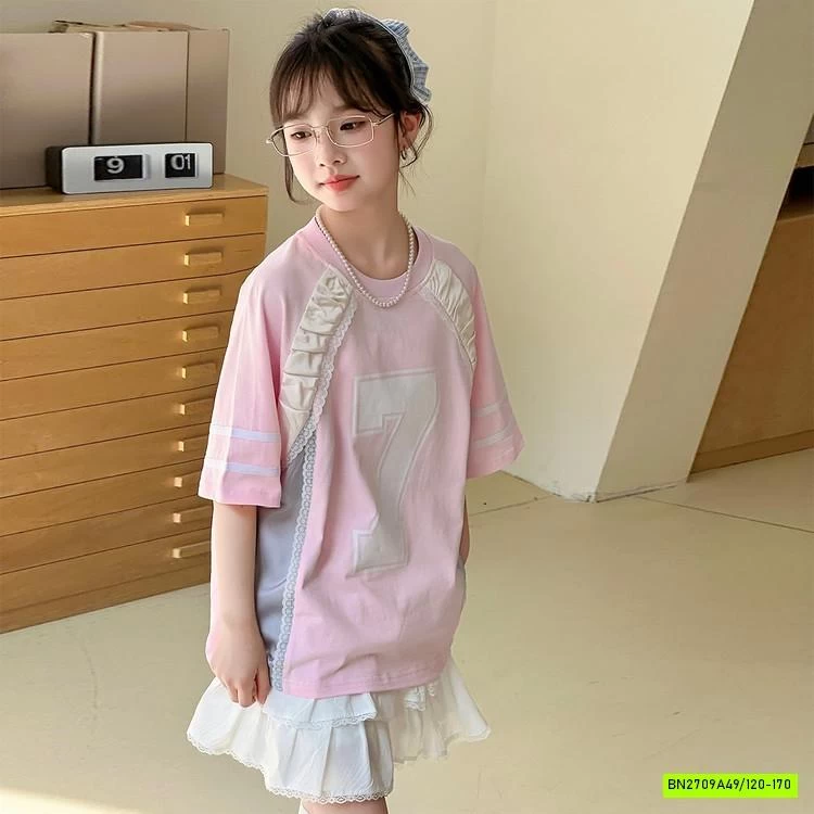 SÉT ÁO TT HỒNG MIX CV TRẮNG