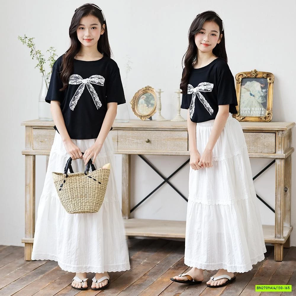 ÁO THUN NƠ MIX CV DÁNG DÀI