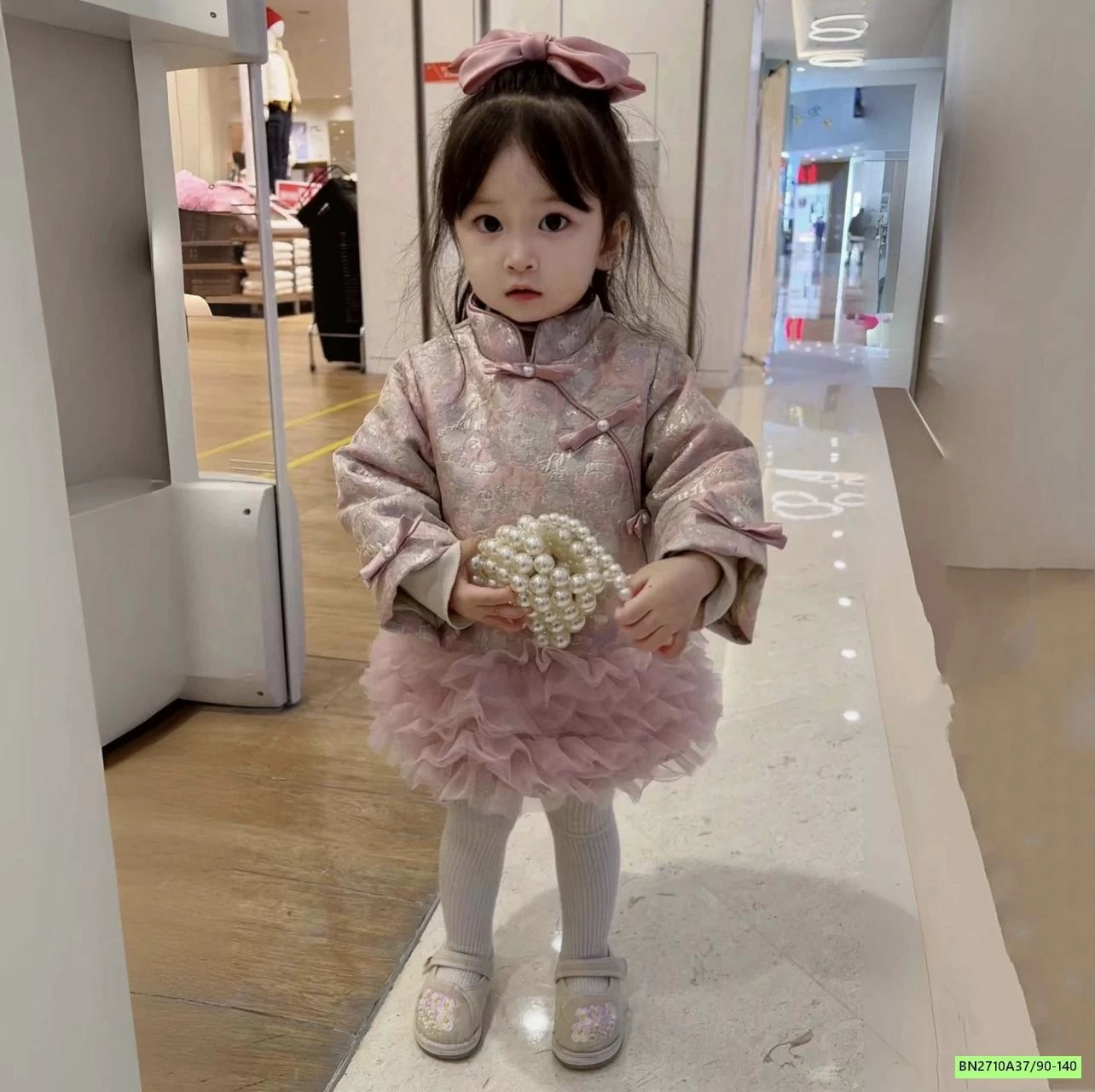 VÁY SƯỜN XÁM HOA TRẦN BÔNG PHỐI REN