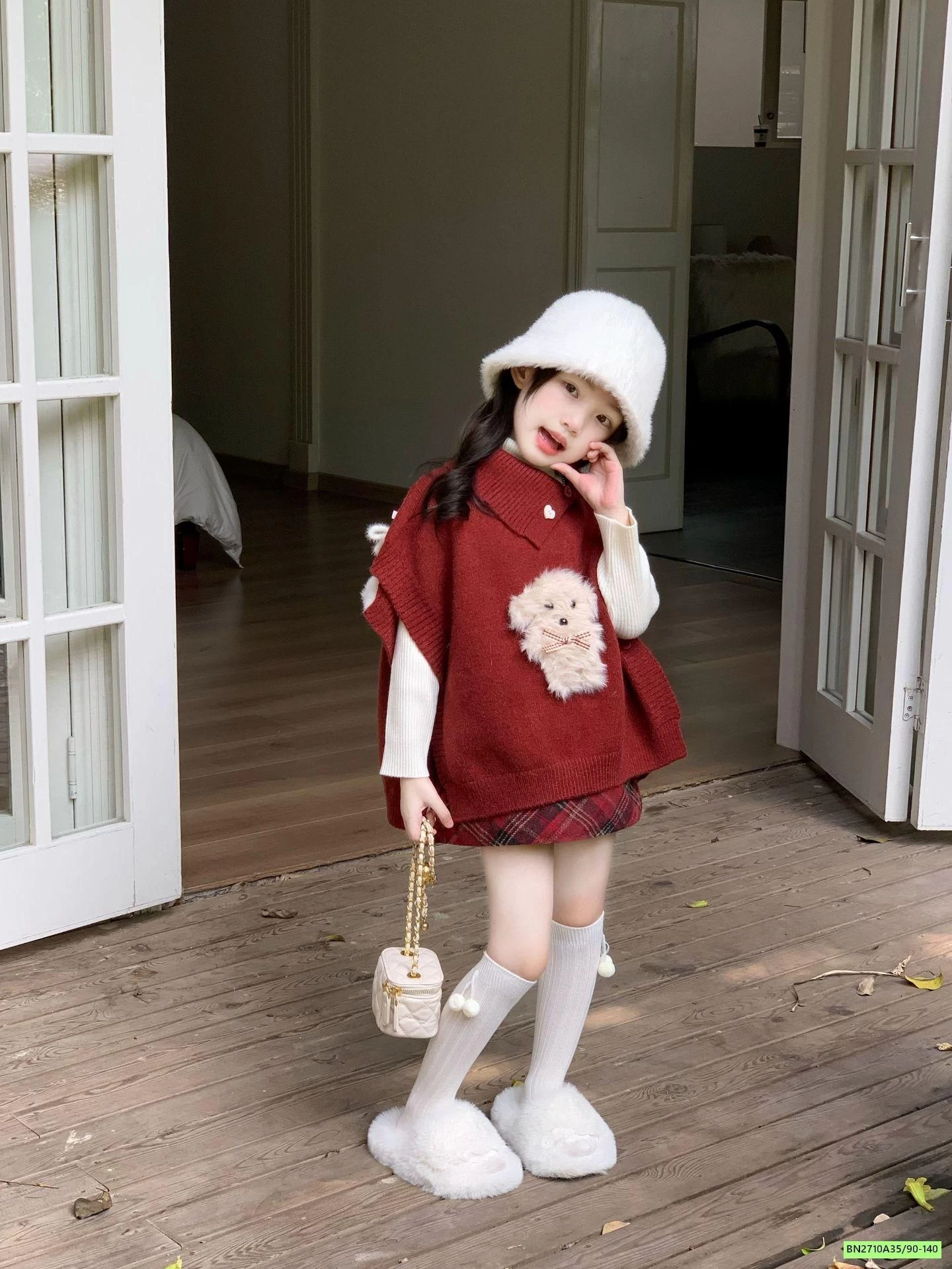 SÉT VÁY LEN ĐỎ 3 CHI TIẾT