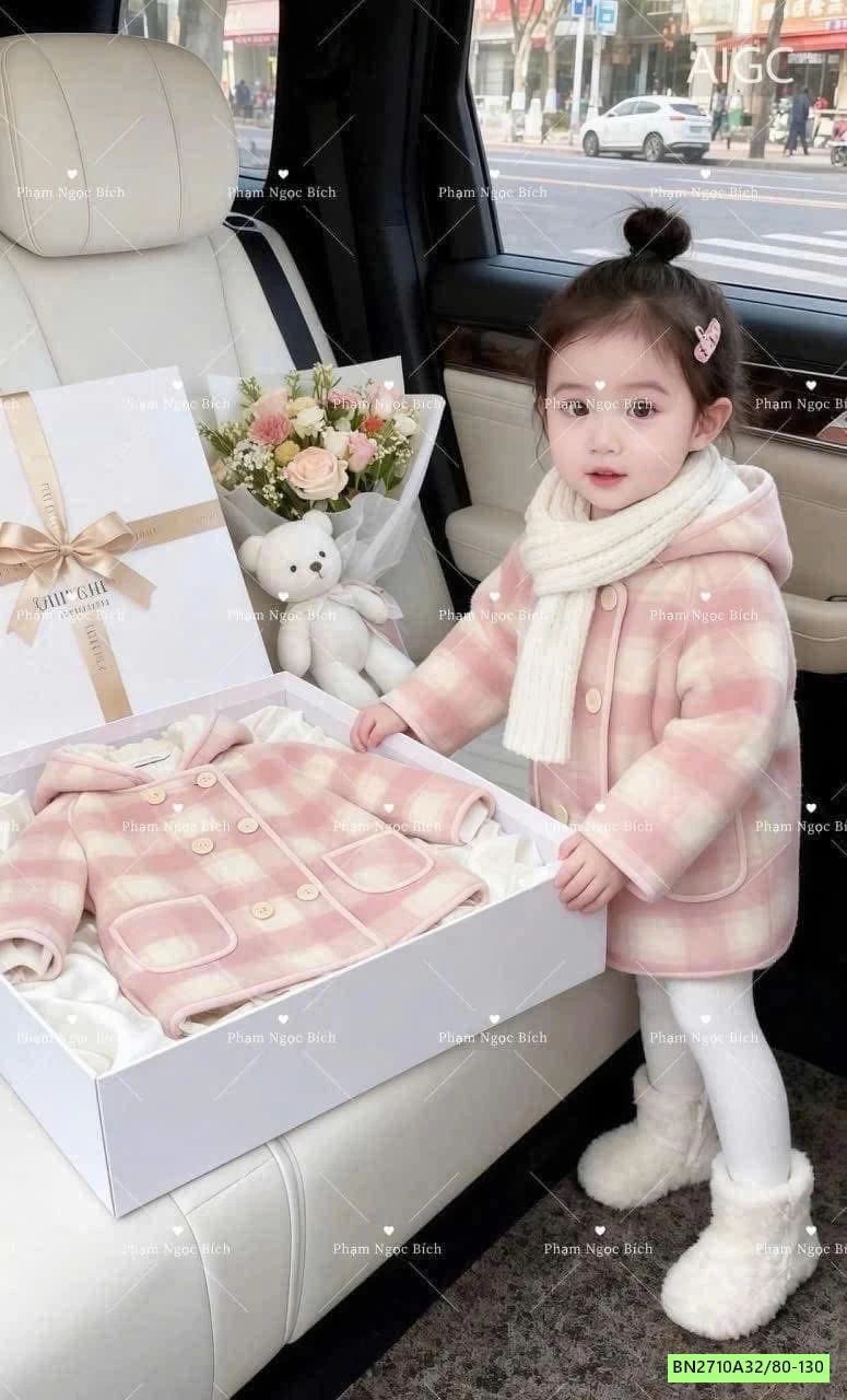 KHOÁC CARO HỒNG LÓT LÔNG