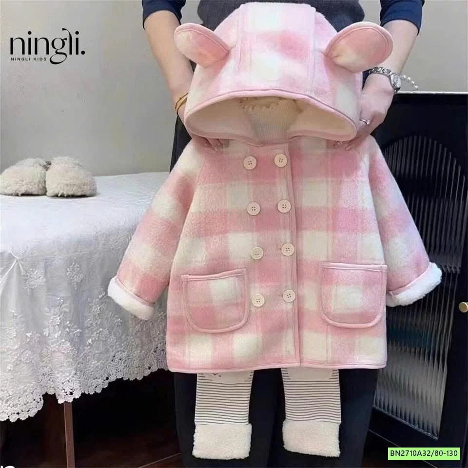 KHOÁC CARO HỒNG LÓT LÔNG