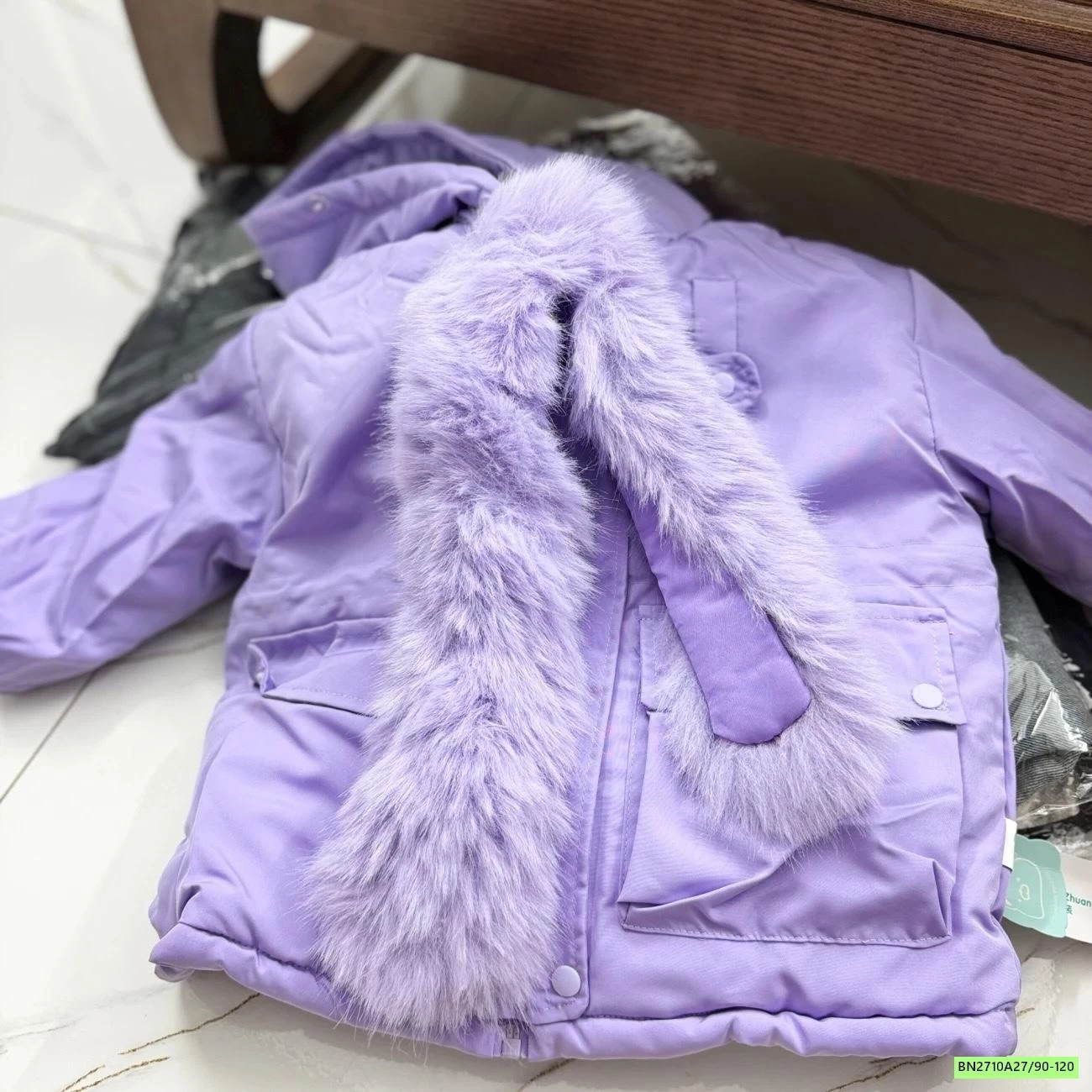 KHOÁC PARKA TÍM MŨ LÔNG