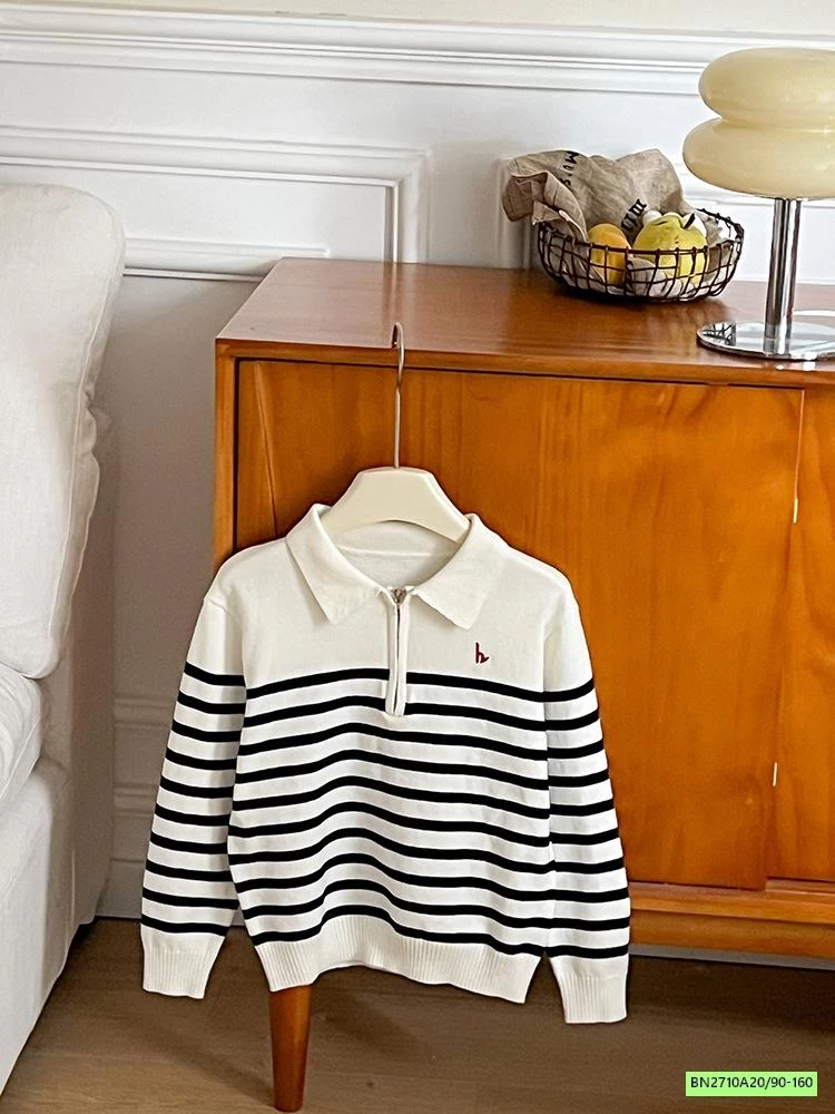 POLO LEN KẺ KHÓA CỔ 25F080 AMBB