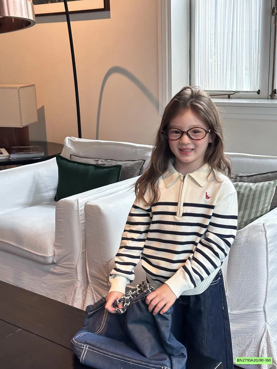 POLO LEN KẺ KHÓA CỔ 25F080 AMBB