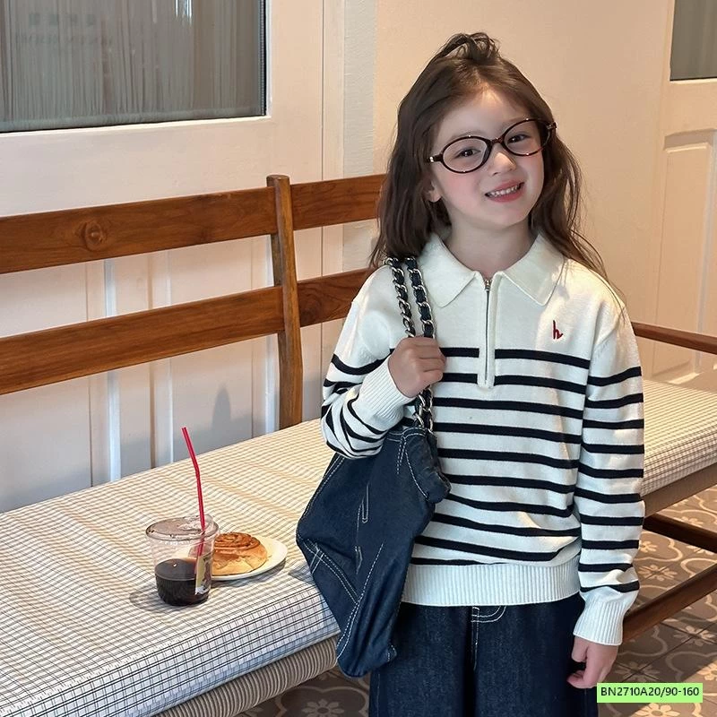 POLO LEN KẺ KHÓA CỔ 25F080 AMBB