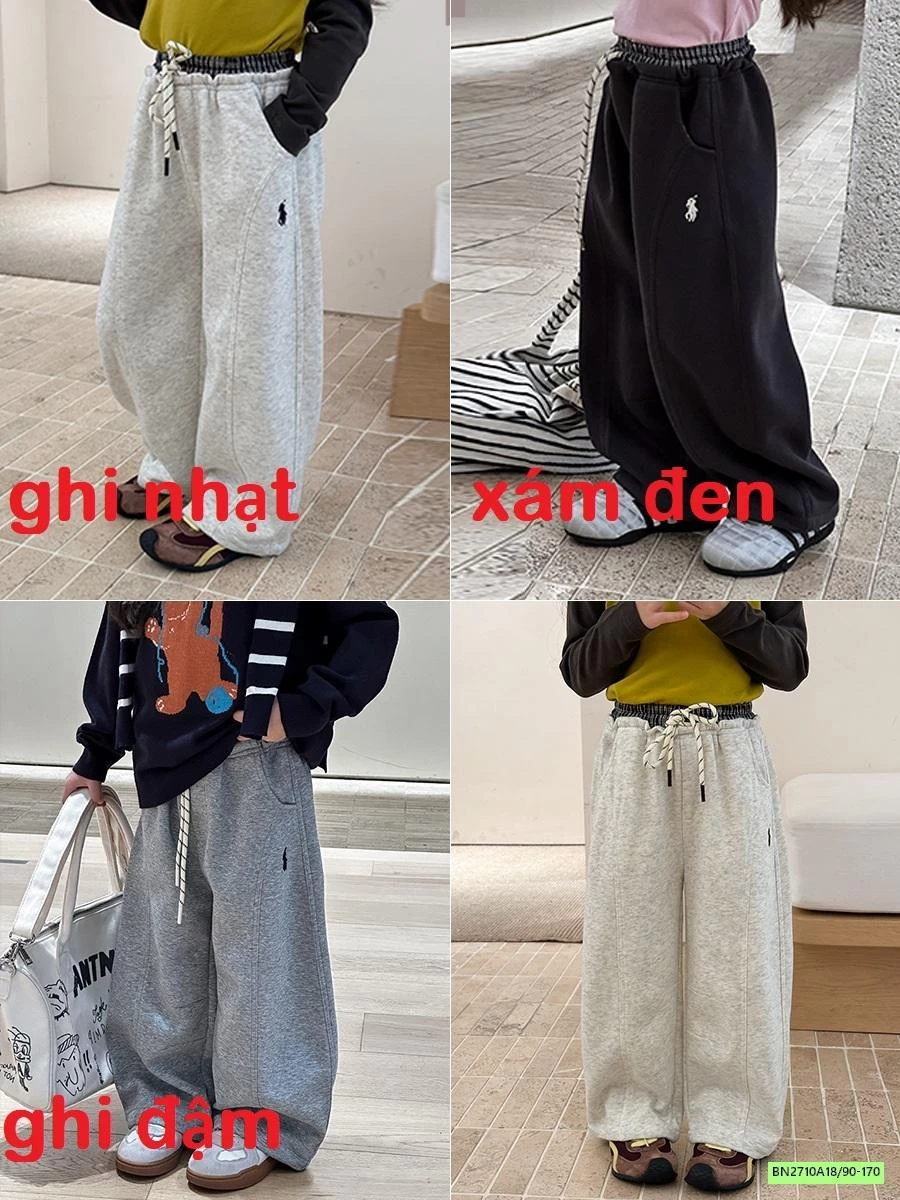 QUẦN NỈ SUÔNG LOGO CẠP CARO 25G064 AMBB