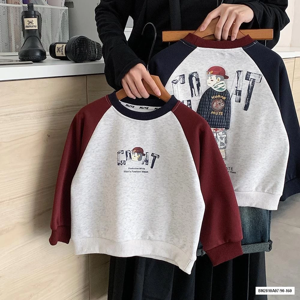 ÁO NỈ PHỐI MÀU TAY IN LƯNG