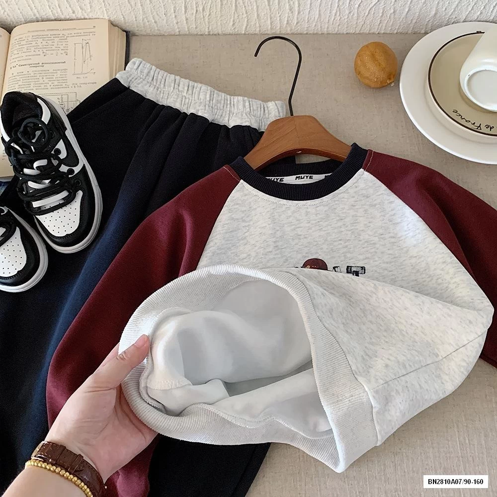 ÁO NỈ PHỐI MÀU TAY IN LƯNG