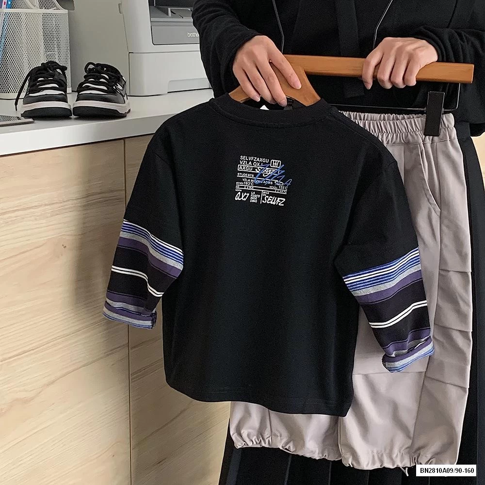 ÁO NỈ PHỐI TAY KẺ