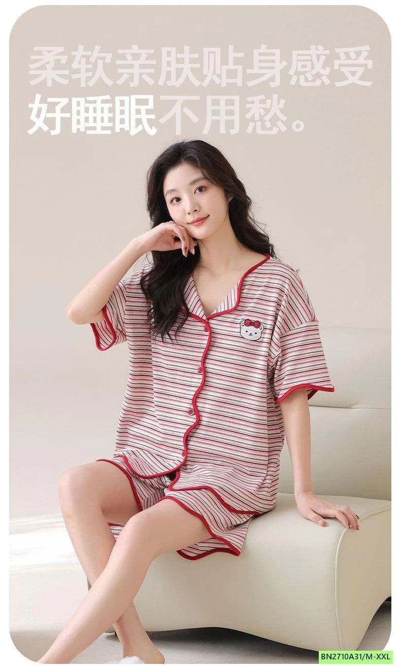 PIAZAMA MỘC COTTON KÈM BRA