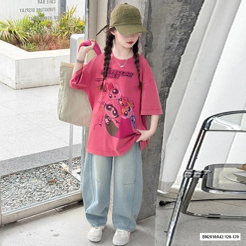 ÁO THUN HỒNG MIX JEANS BAGGY