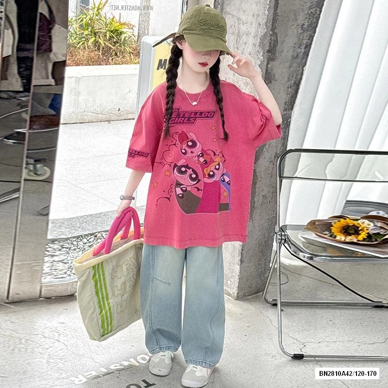 ÁO THUN HỒNG MIX JEANS BAGGY