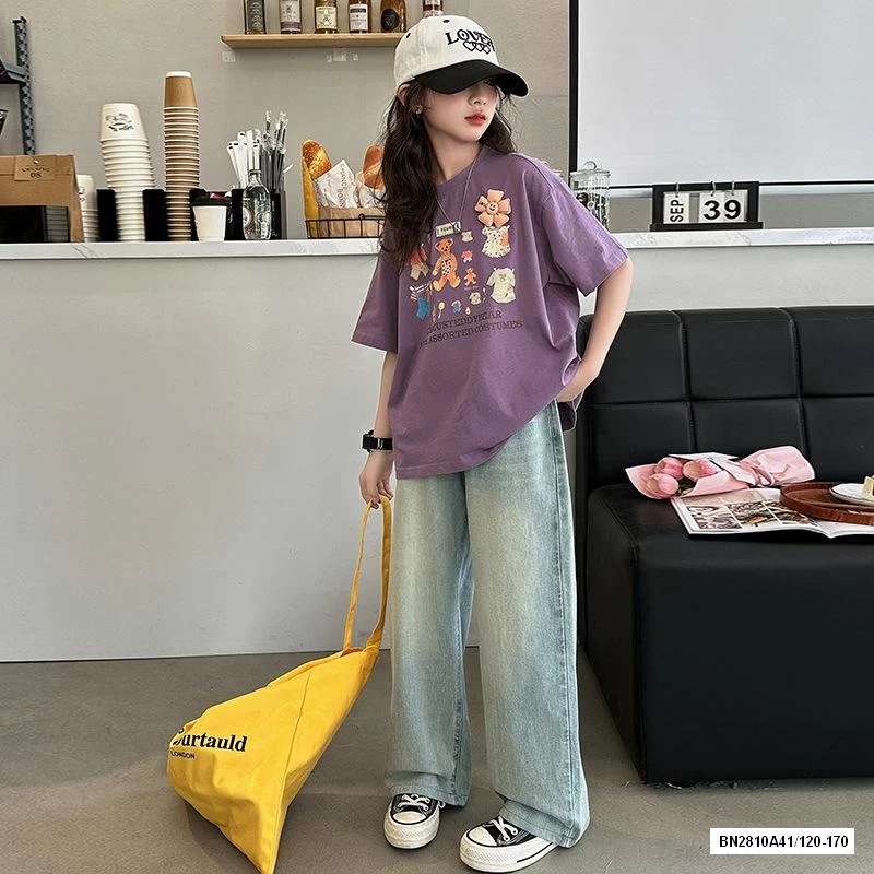 ÁO THUN GẤU MIX JEANS SUÔNG