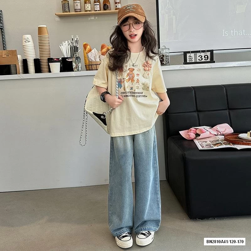 ÁO THUN GẤU MIX JEANS SUÔNG