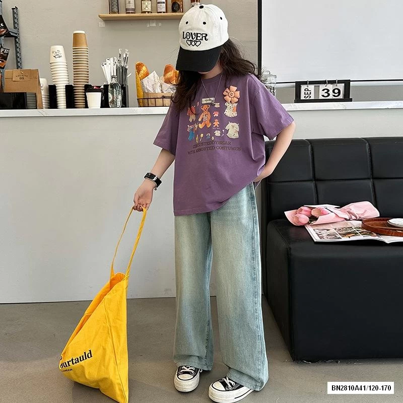 ÁO THUN GẤU MIX JEANS SUÔNG