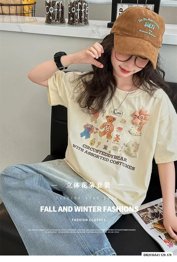 ÁO THUN GẤU MIX JEANS SUÔNG