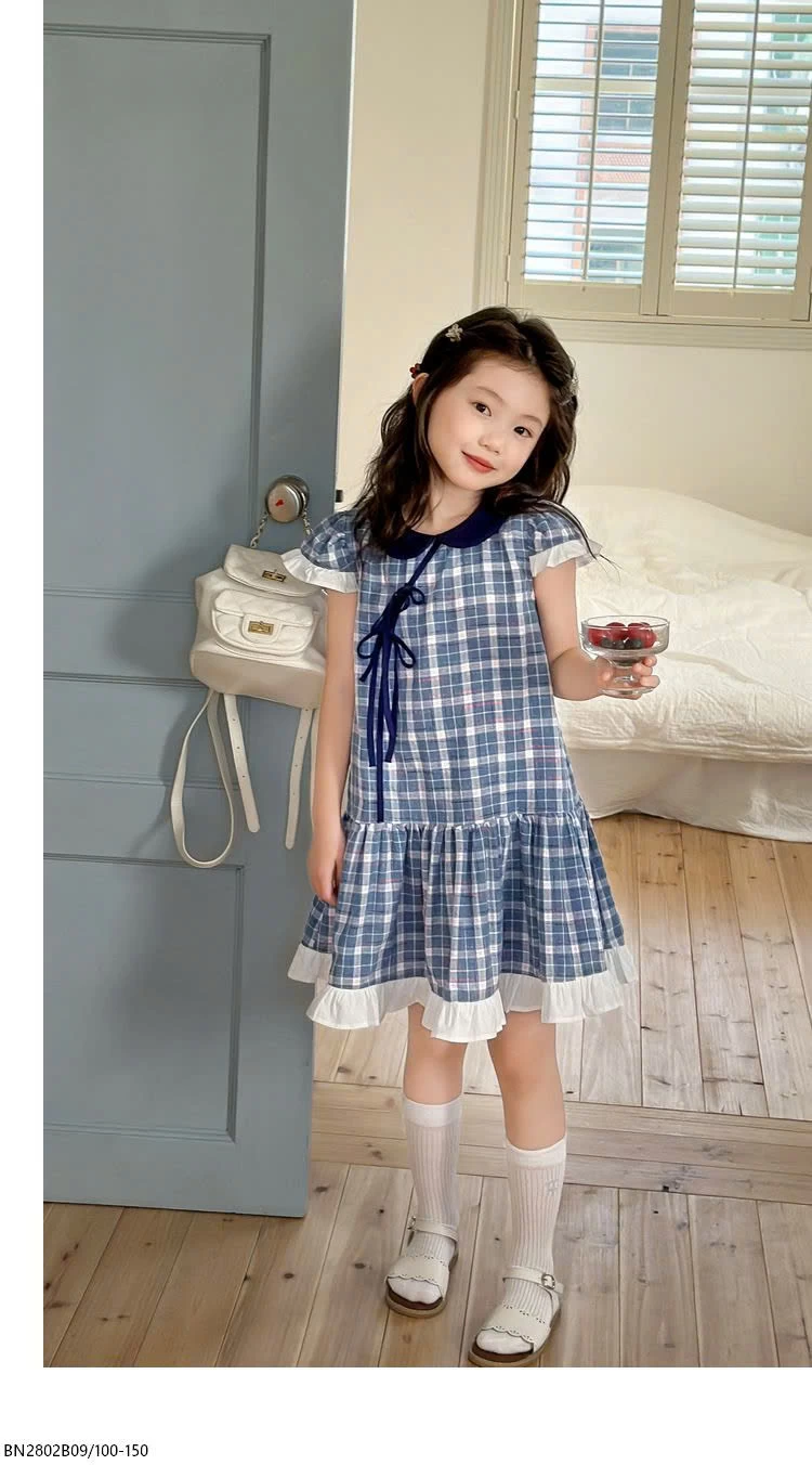 VÁY CARO XANH BÉ GÁI