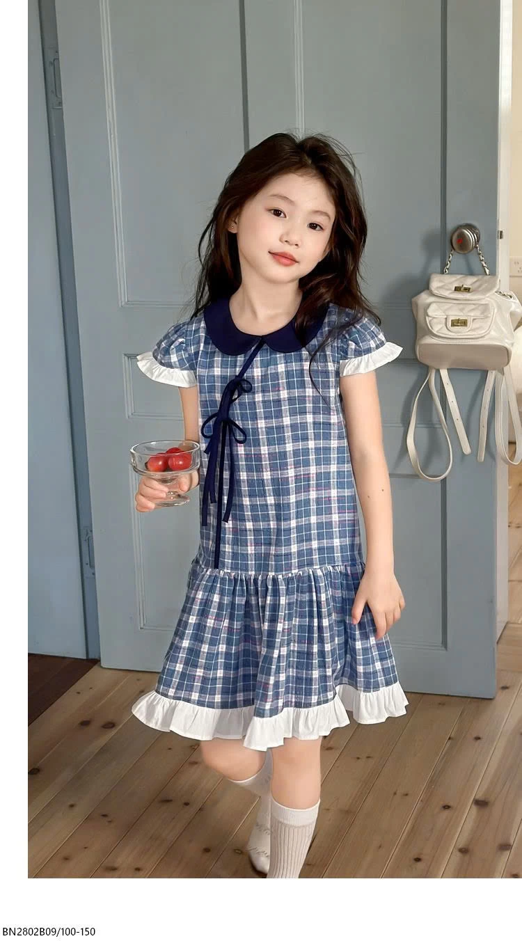 VÁY CARO XANH BÉ GÁI