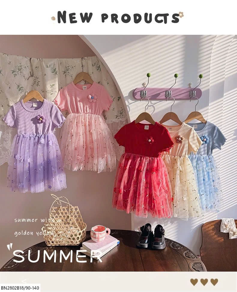 BST ĐẦM THUN PHỐI CHÂN VOAN