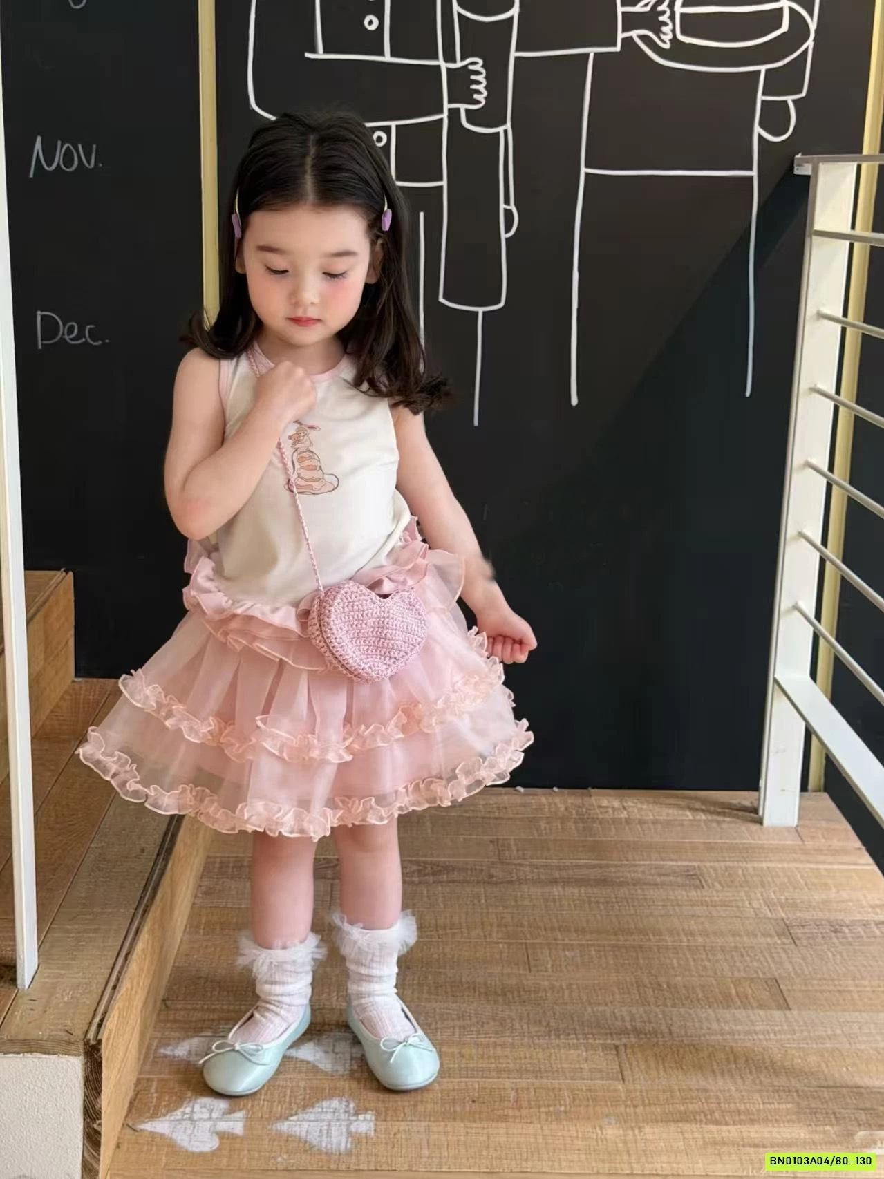 ĐẦM VOAN HỒNG MIX CARDIGAN HOA