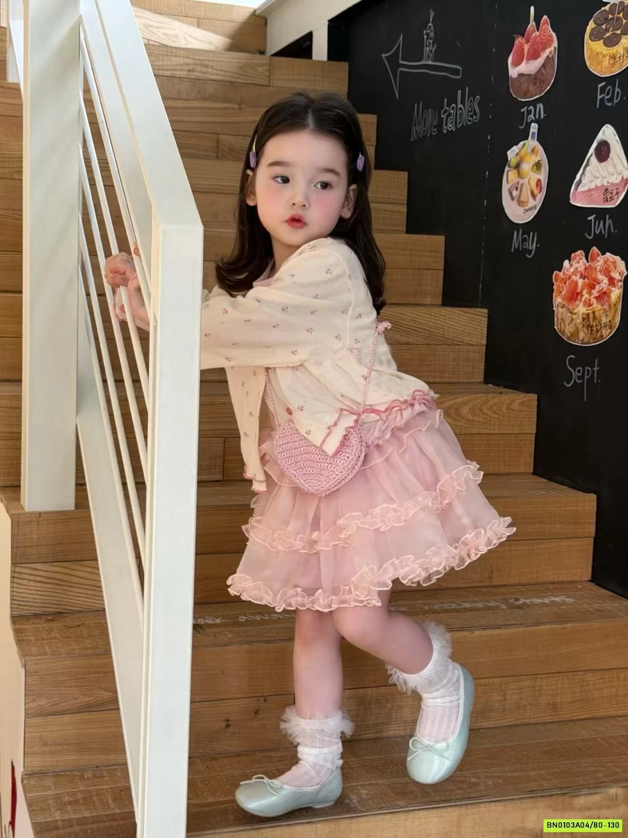 ĐẦM VOAN HỒNG MIX CARDIGAN HOA