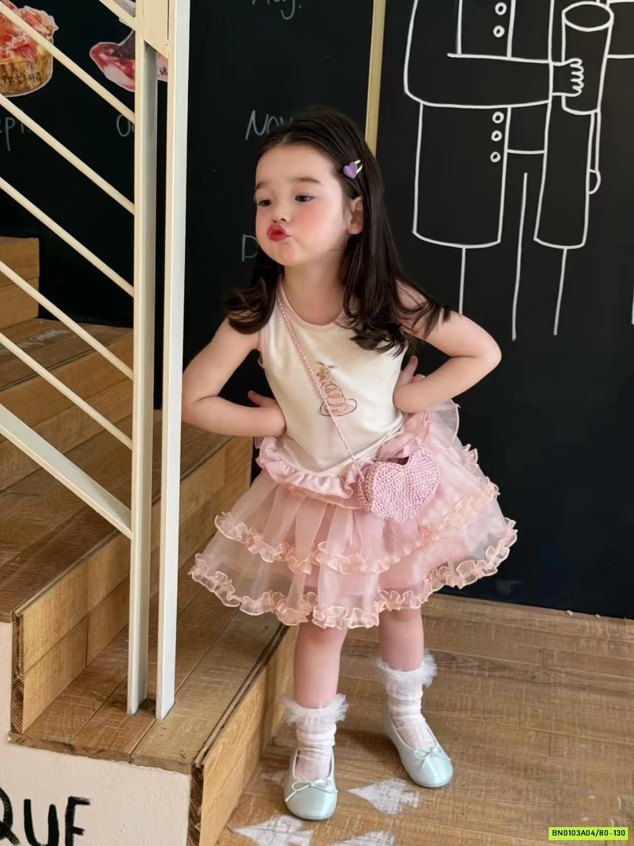 ĐẦM VOAN HỒNG MIX CARDIGAN HOA