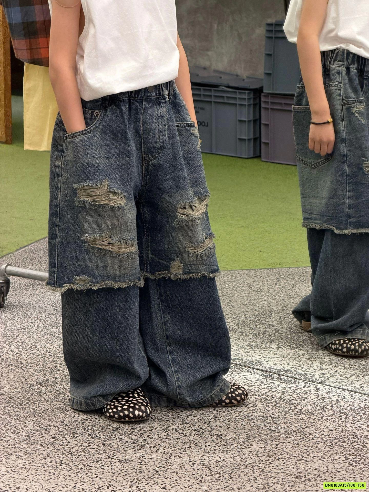 JEANS GIẢ 2 LỚP RÁCH CÁ TÍNH