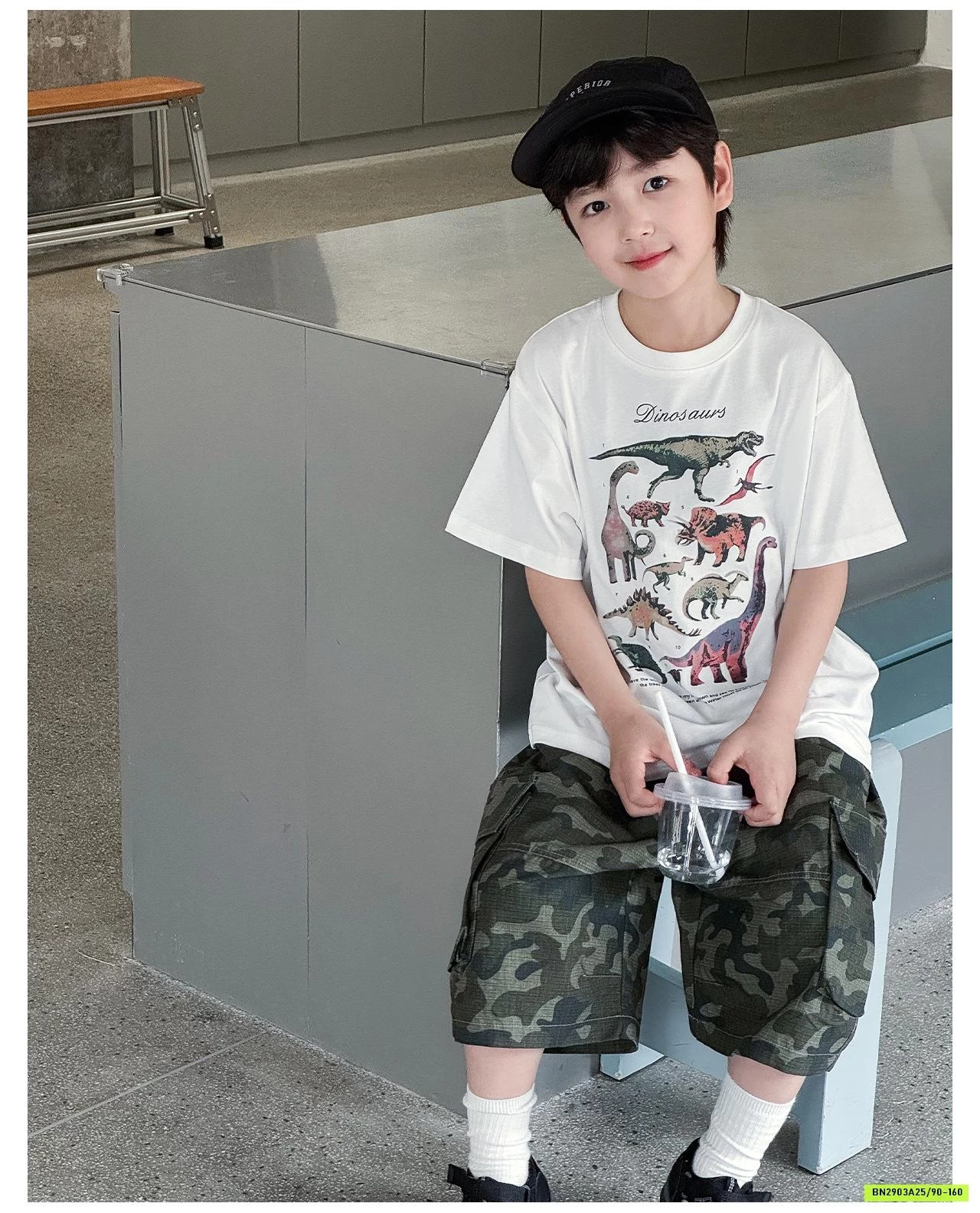 ÁO KHỦNG LONG MIX SHORT RẰN RI AOAOKIDS