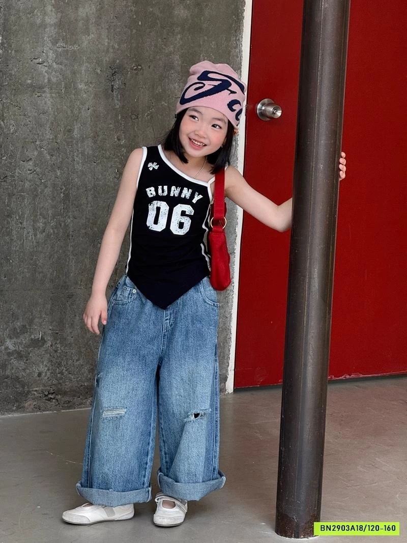 ÁO 2 DÂY LỆCH VAI MIX JEANS BAGGY